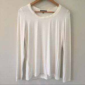 Adrienne Vittadini Top Blouse Rayon Neck Trimming